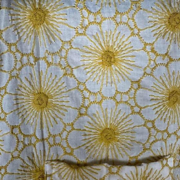 J Jill Top Womens Medium Petite Gold Embroidered Floral Button Down Long Sleeve - Picture 4 of 13